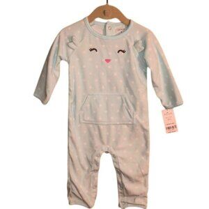 NWT Carter’s Girls Owl One-Piece Jumper 9M - Aqua Polka Dot with Snaps